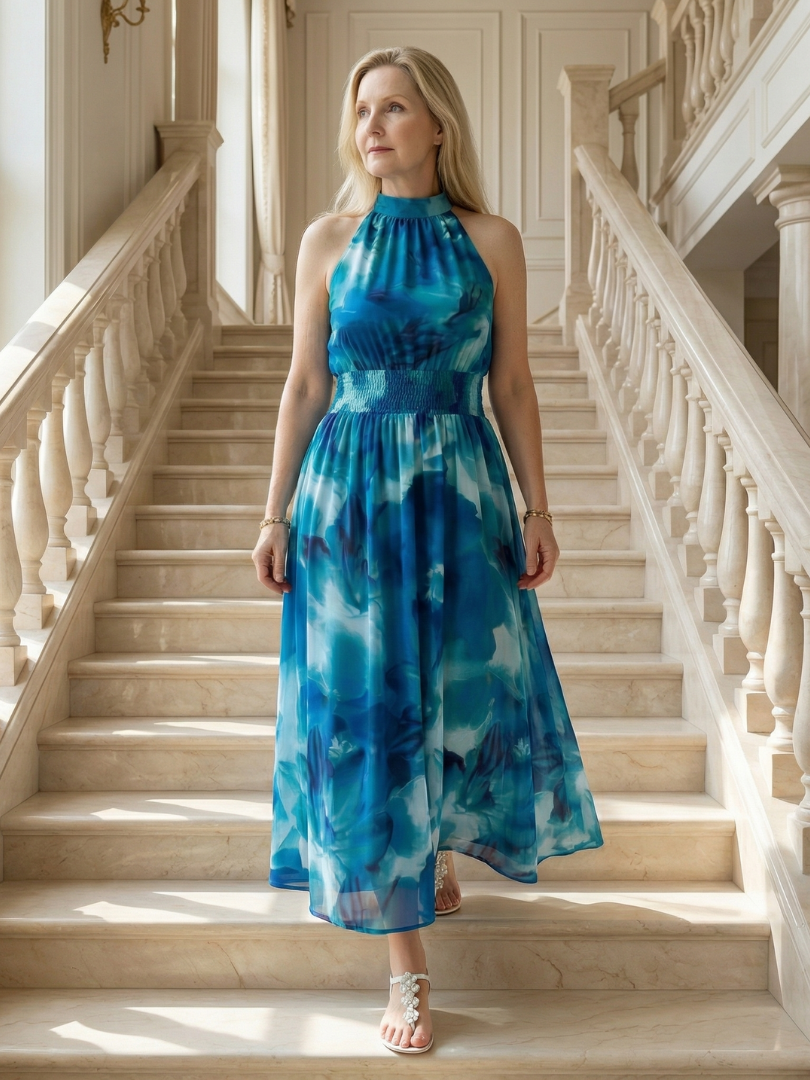 Ursuline | Robe Midi à Encolure Froncée