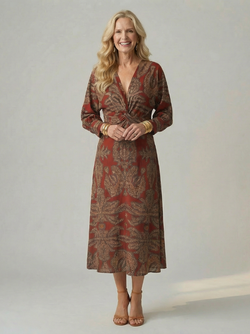 Aliette | Robe Midi Portefeuille Naturelle
