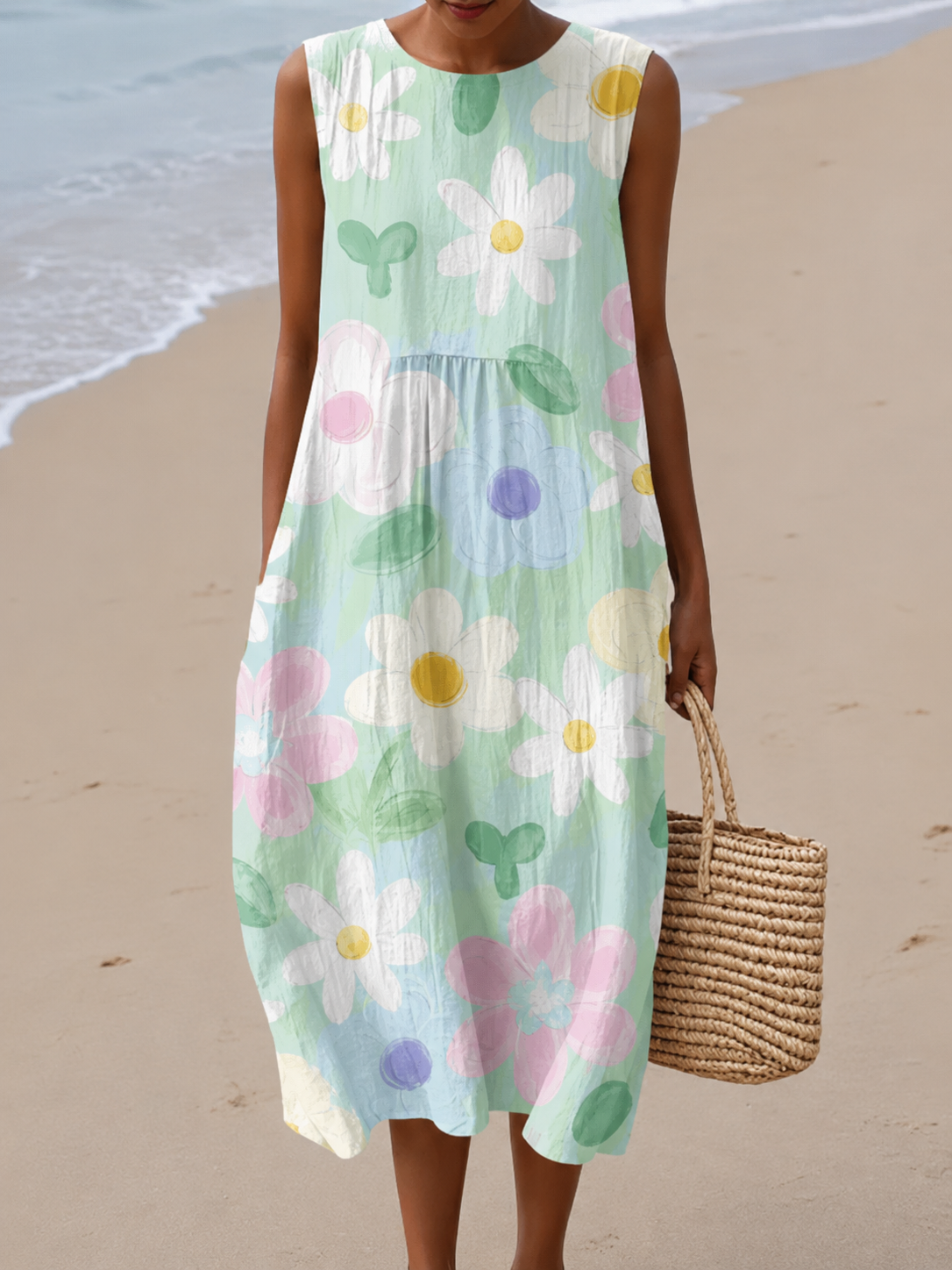 Irène | Robe Midi Fleurs Pastel