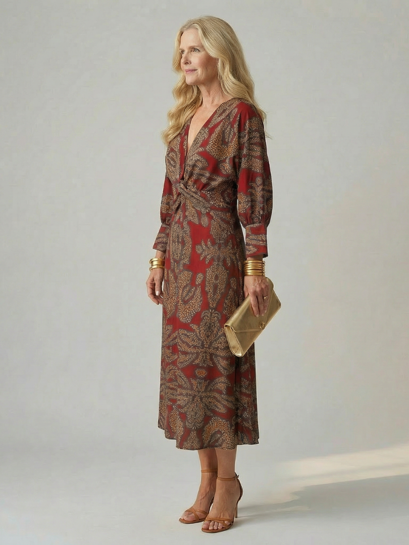 Aliette | Robe Midi Portefeuille Naturelle