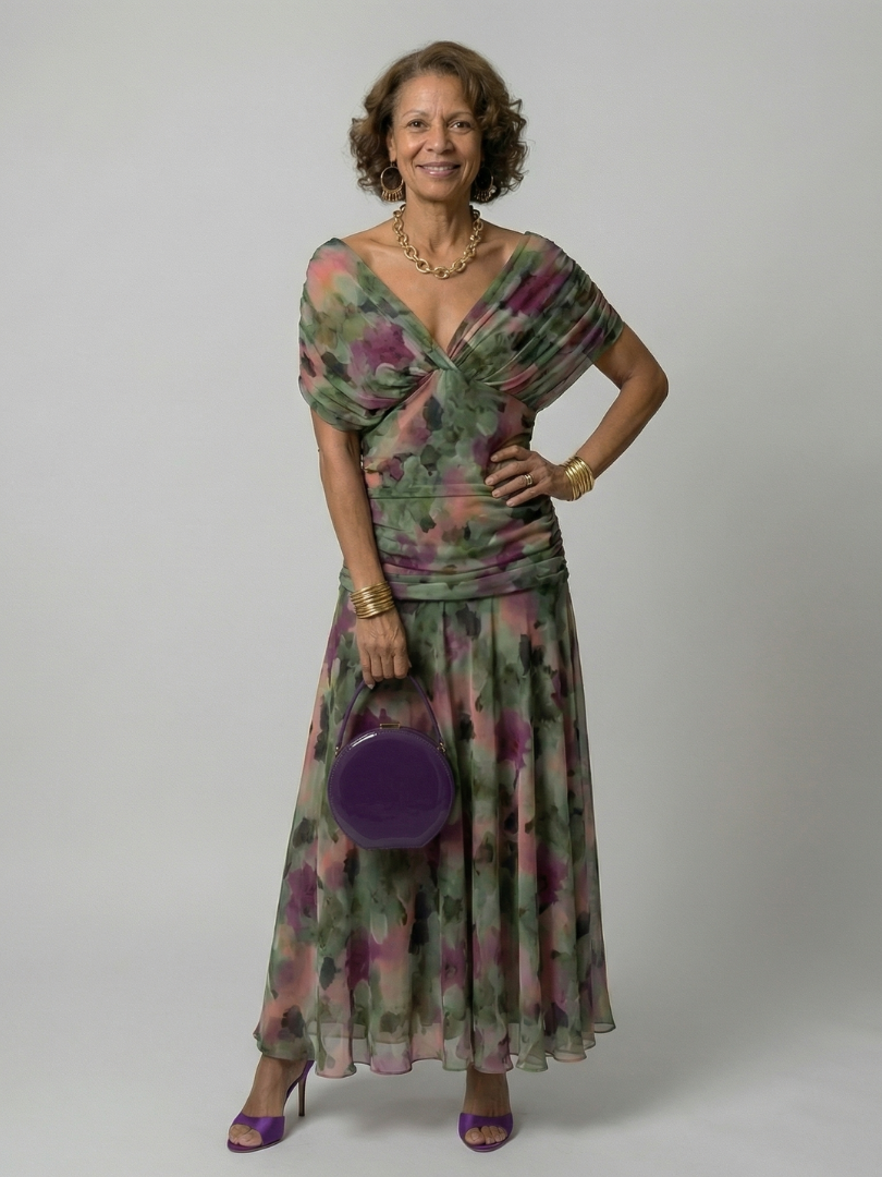 Adeline | Robe Midi Décontractée à Épaules Dénudées