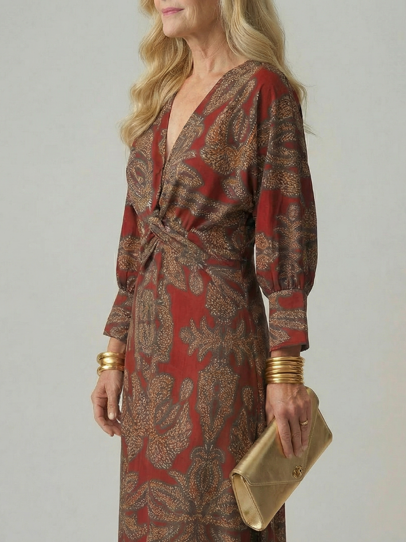Aliette | Robe Midi Portefeuille Naturelle