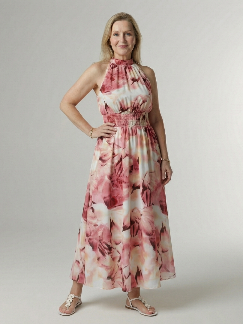 Ursuline | Robe Midi à Encolure Froncée