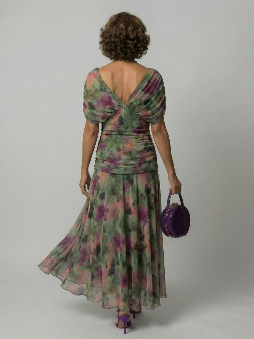 Adeline | Robe Midi Décontractée à Épaules Dénudées