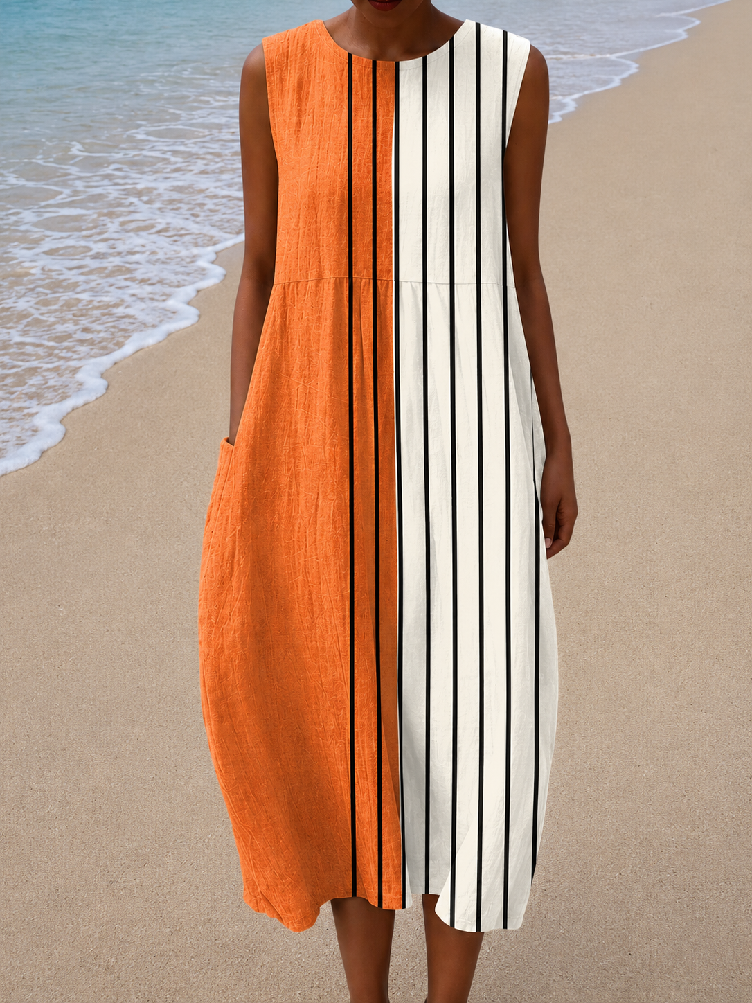 Daphné | Robe Midi Sans Manches Coupe Décontractée