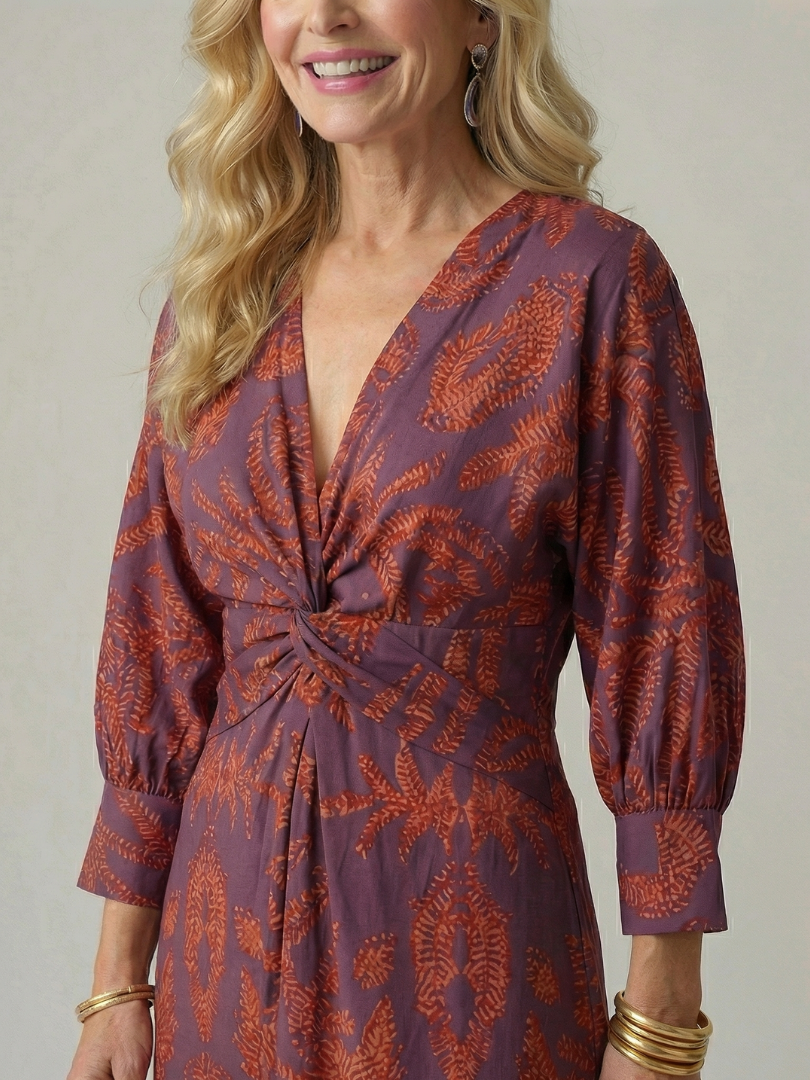Aliette | Robe Midi Portefeuille Naturelle