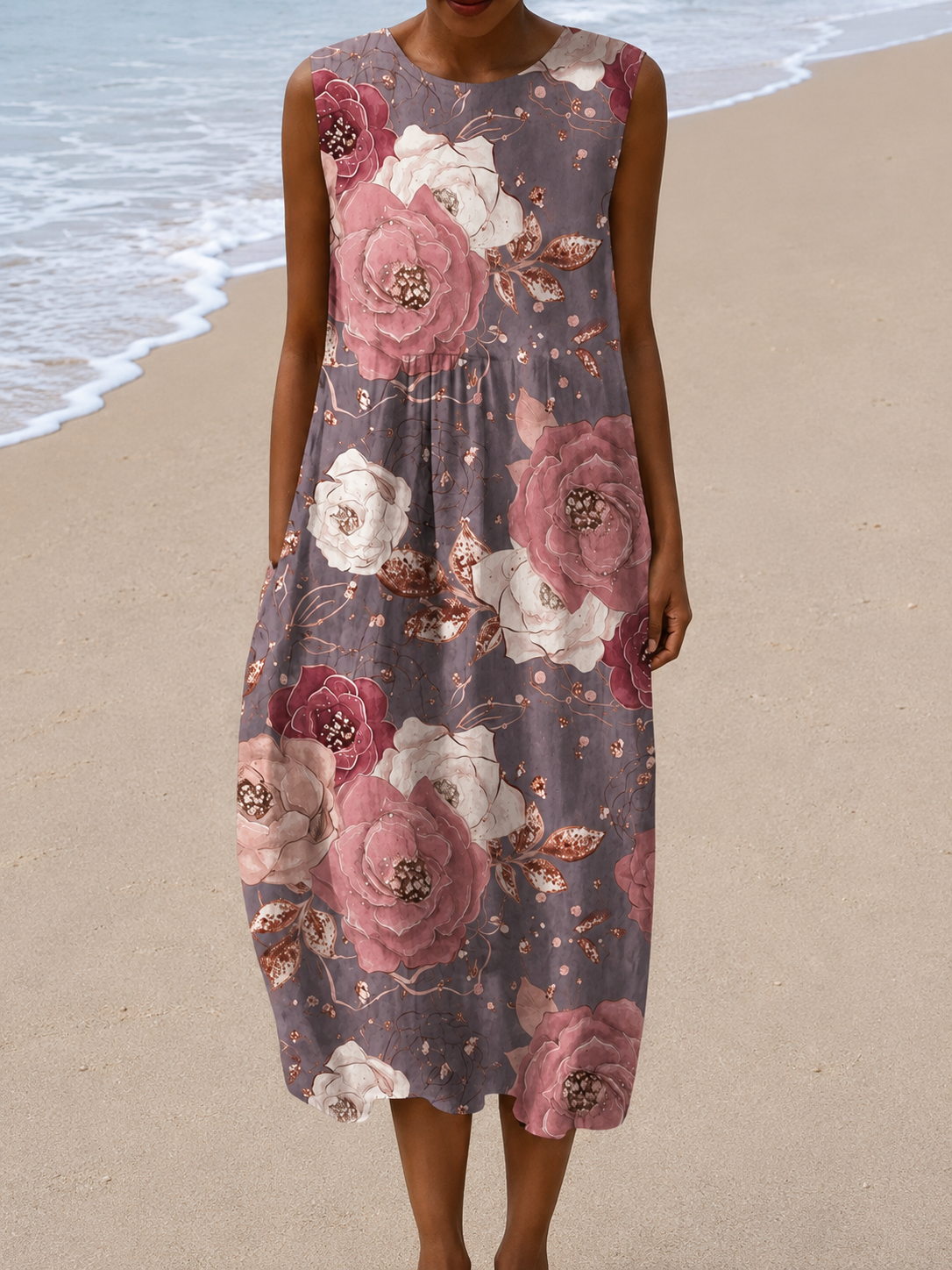 Cassandre | Robe Midi Sans Manches Coupe Décontractée