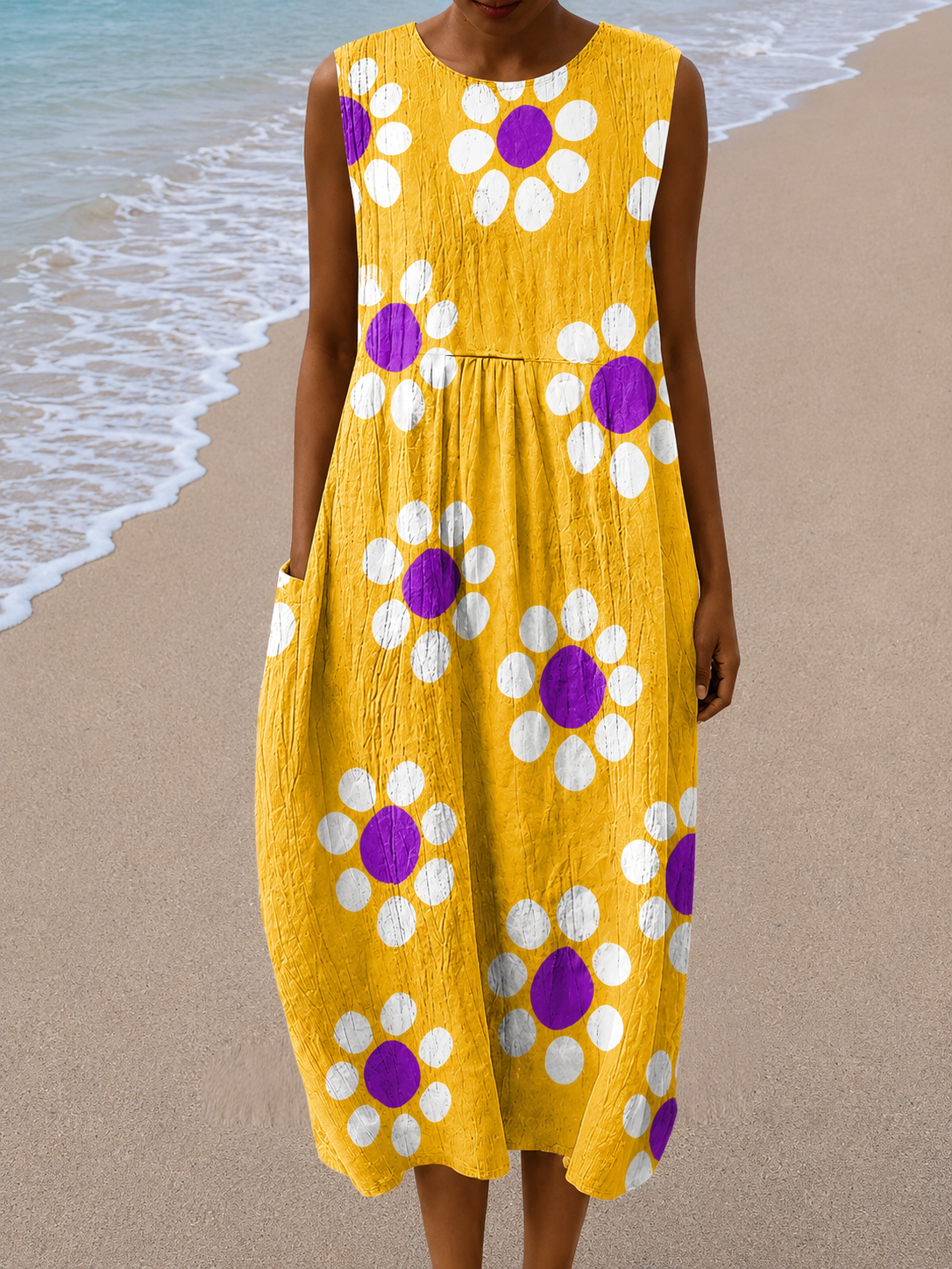 Martine | Robe Midi Sans Manches Coupe Décontractée