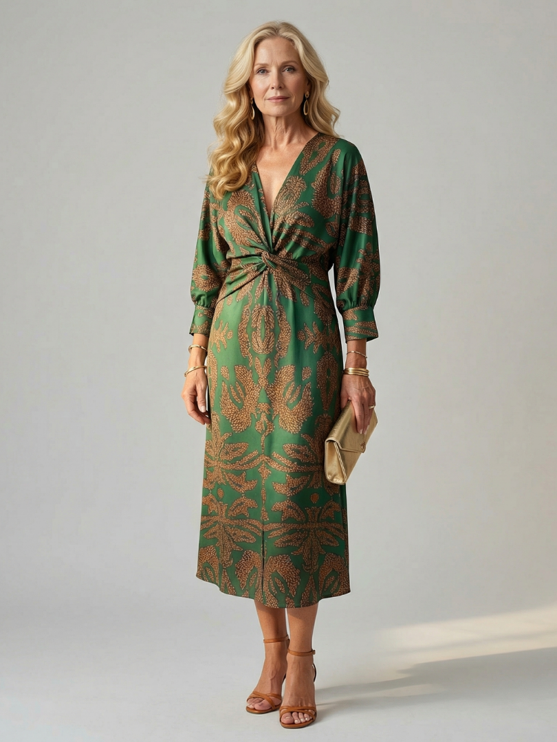 Aliette | Robe Midi Portefeuille Naturelle