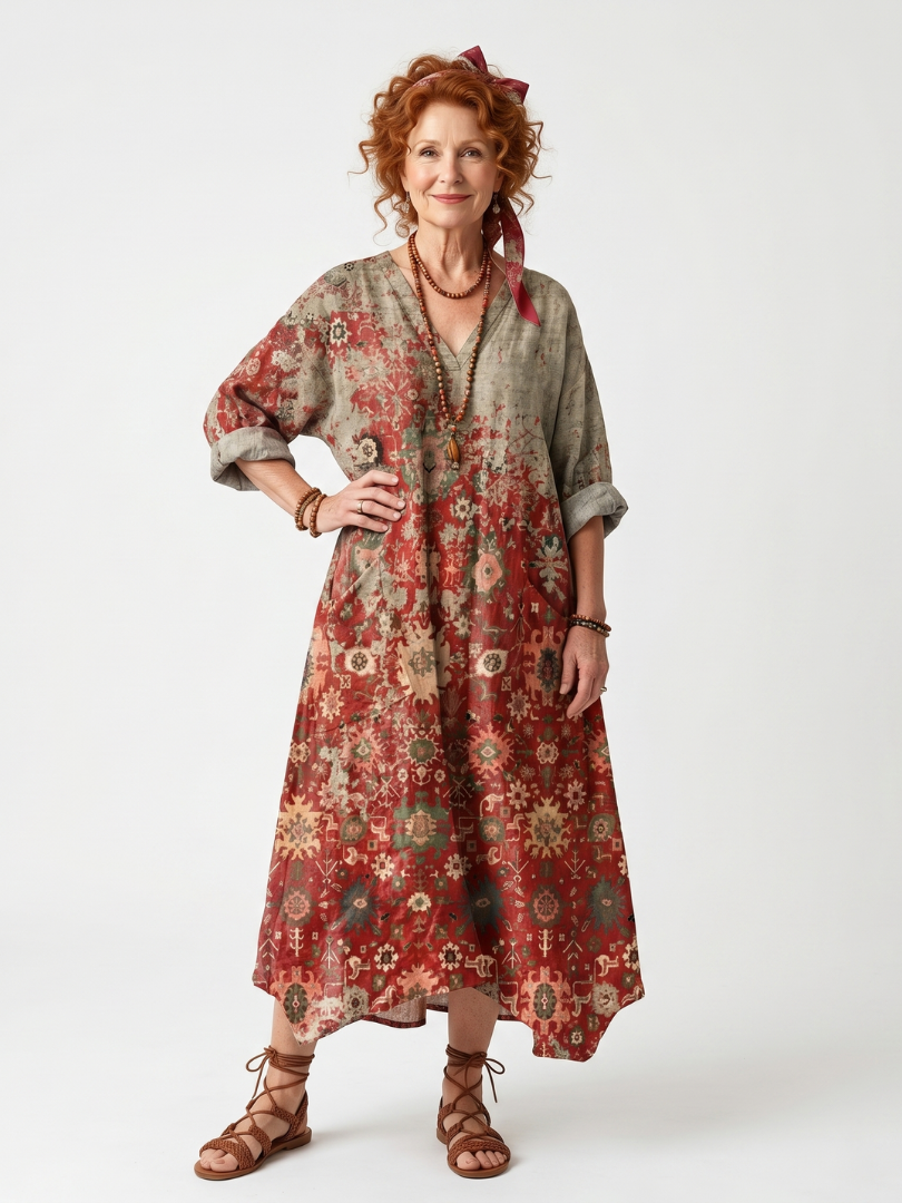 Armelle | Robe Midi Imprimée à Poches