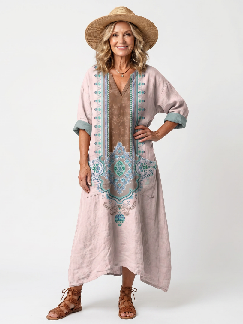 Léonie | Robe Midi Brodée à Poches