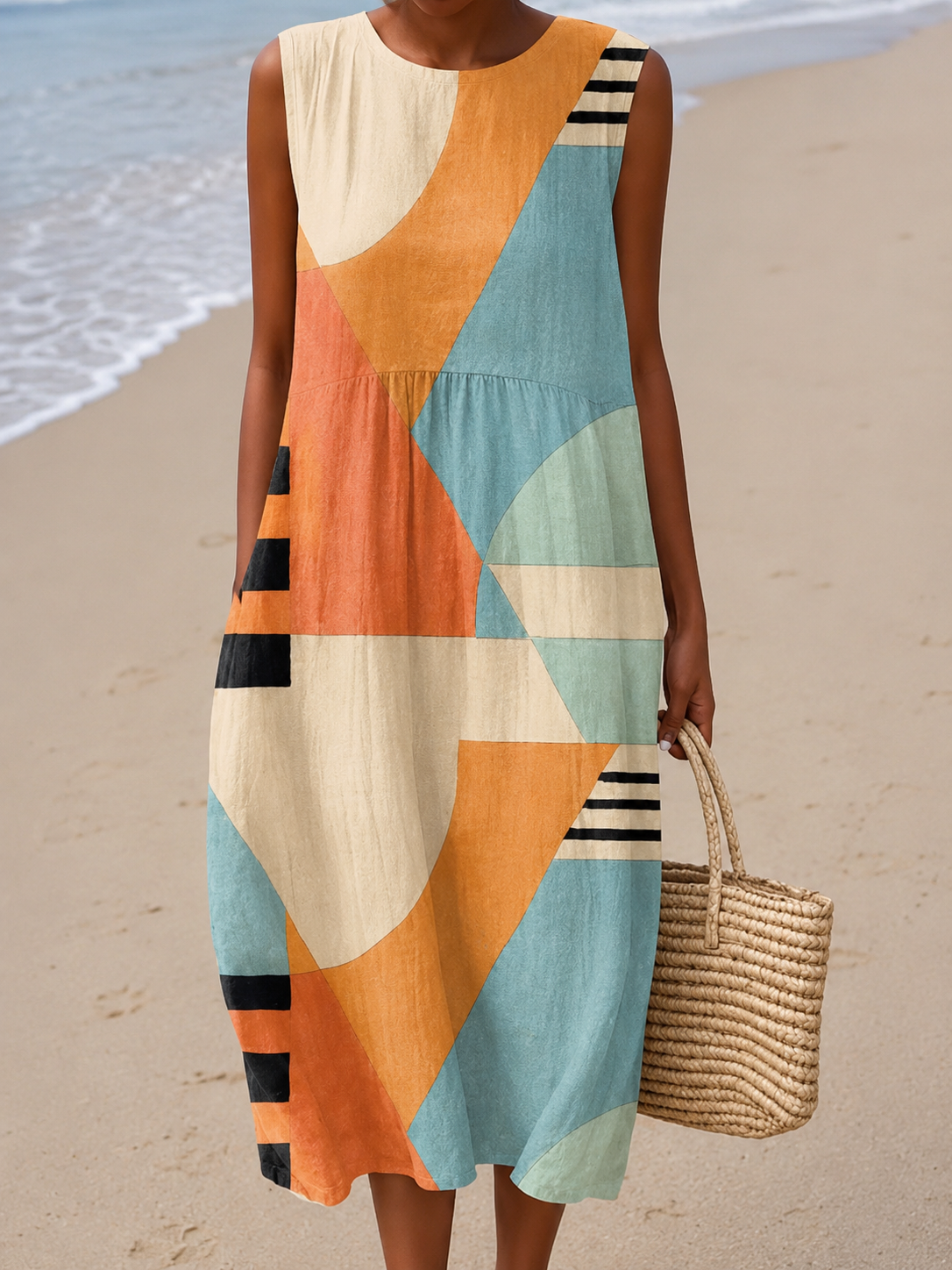 Isaure | Robe Midi Géométrique