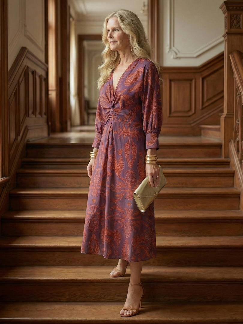 Aliette | Robe Midi Portefeuille Naturelle