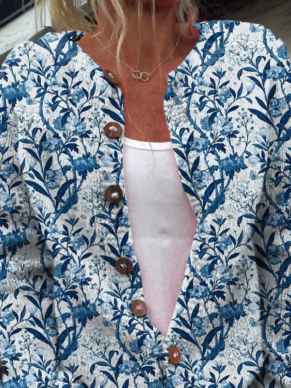 Iris | Gilet Vintage Fleuri Boutonné