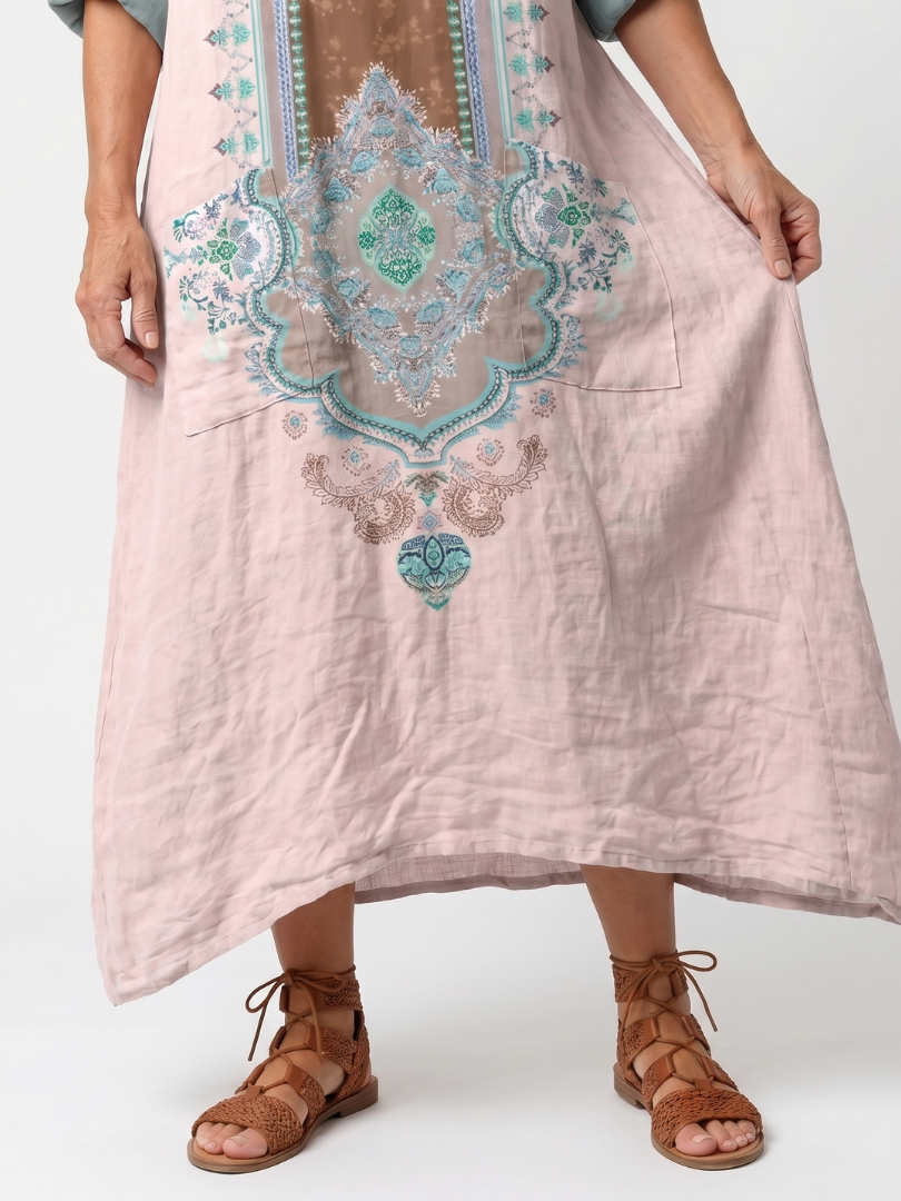 Léonie | Robe Midi Brodée à Poches