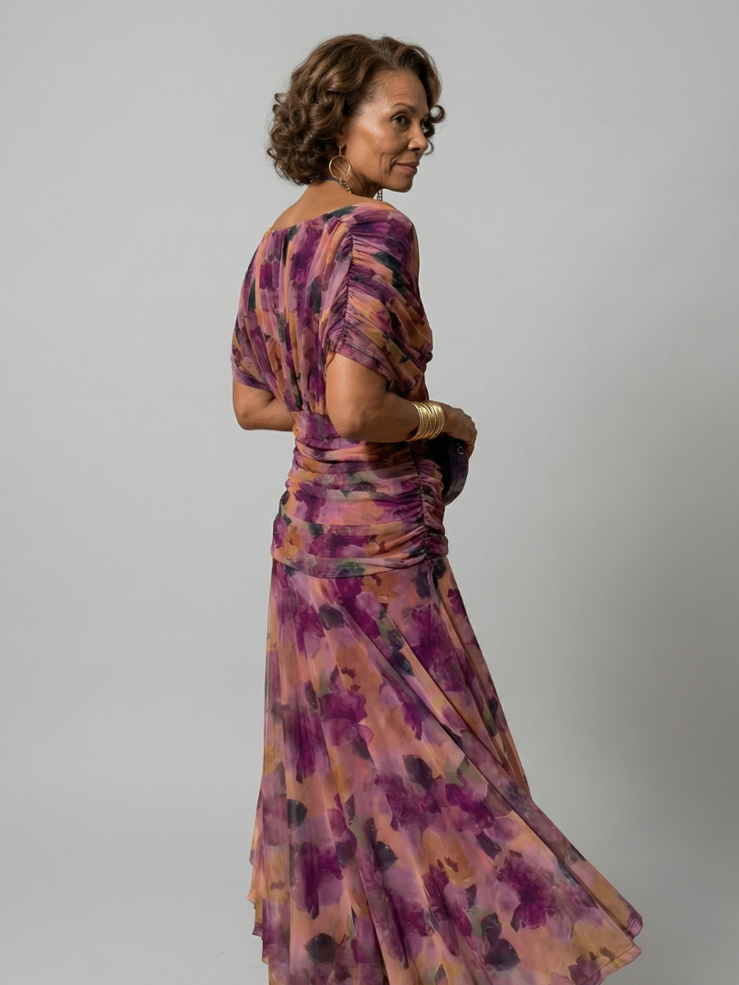 Adeline | Robe Midi Décontractée à Épaules Dénudées