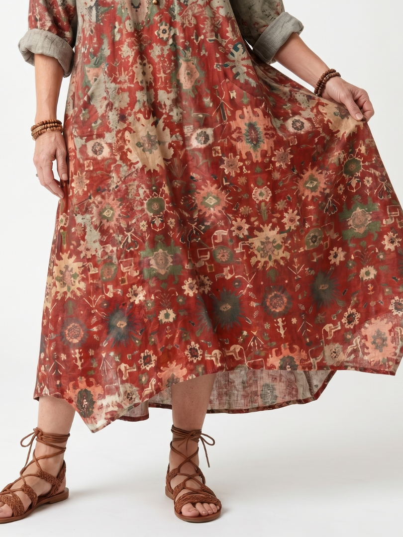 Armelle | Robe Midi Imprimée à Poches