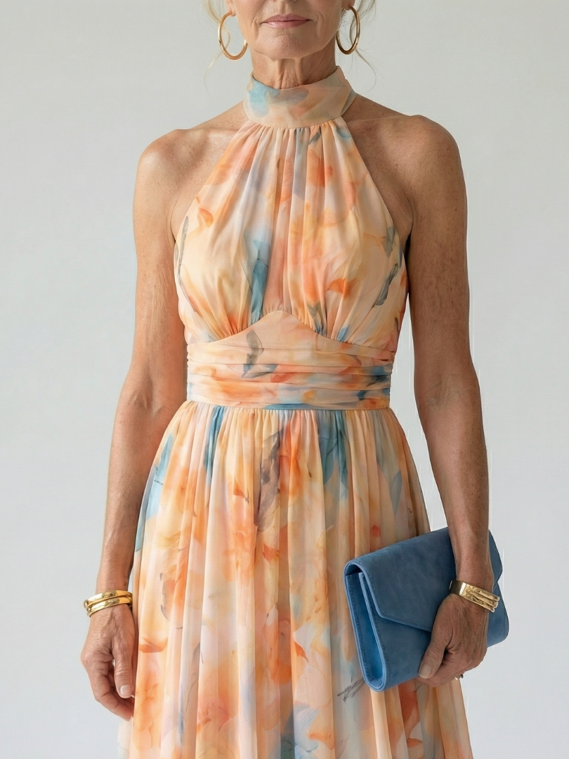Roberte | Robe Midi à Col Dos-Nu Doux