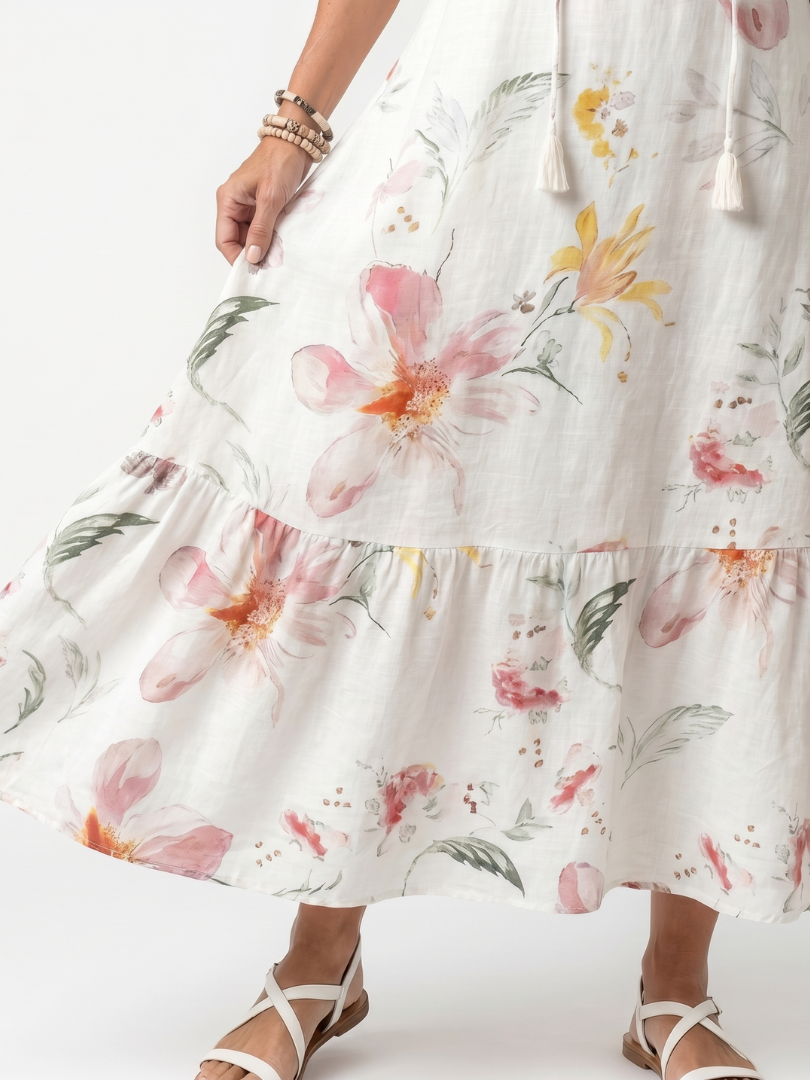 Apolline | Robe Midi Fleurie à Volants