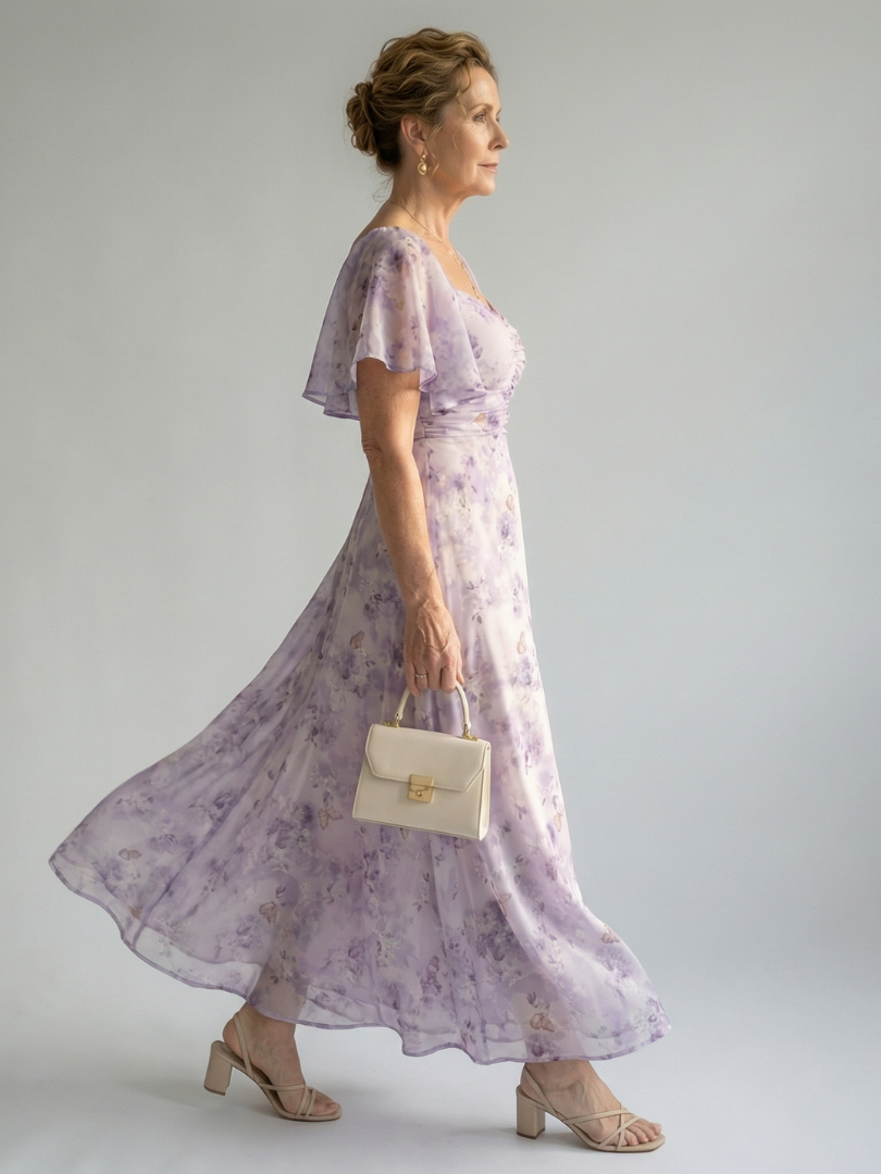 Yseult | Robe Midi à Manches Volantes