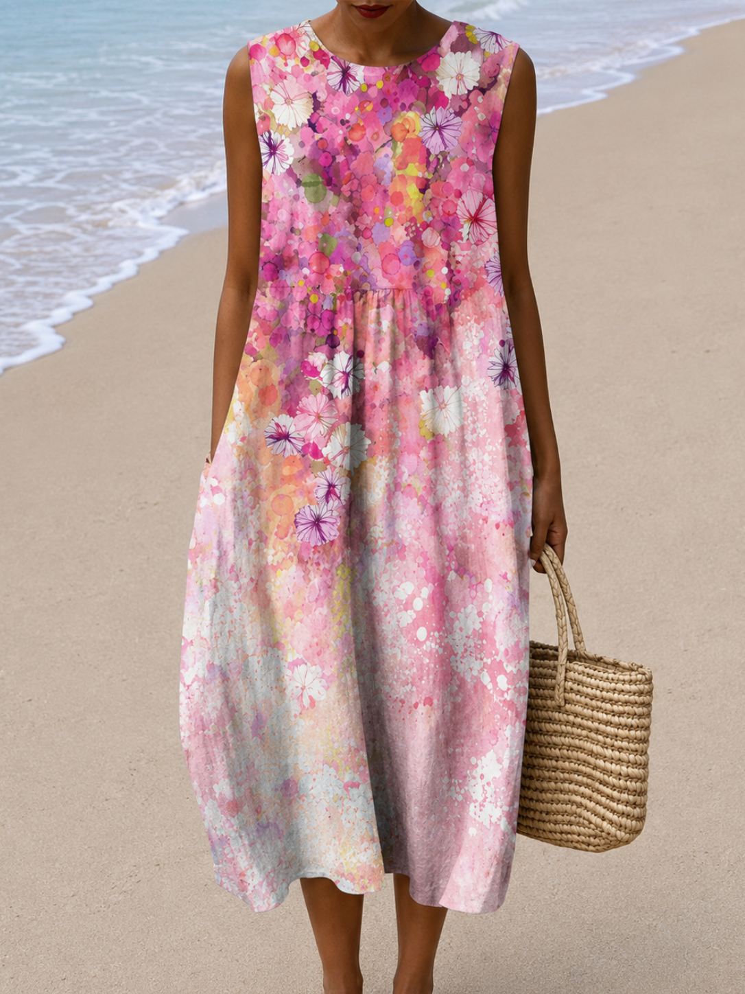 Alix | Robe Midi Sans Manches Coupe Décontractée