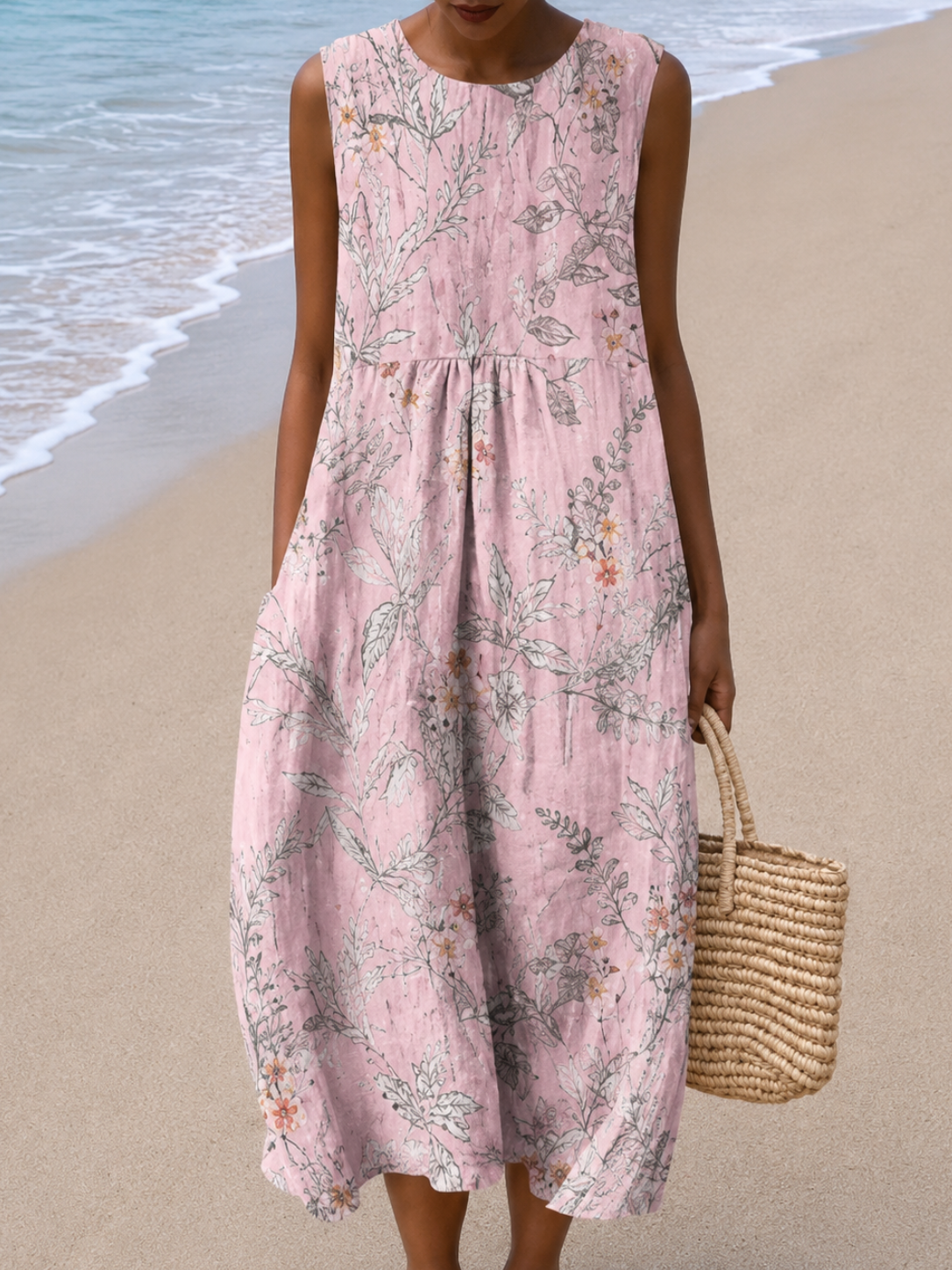 Zoé | Robe Midi Sans Manches Coupe Décontractée