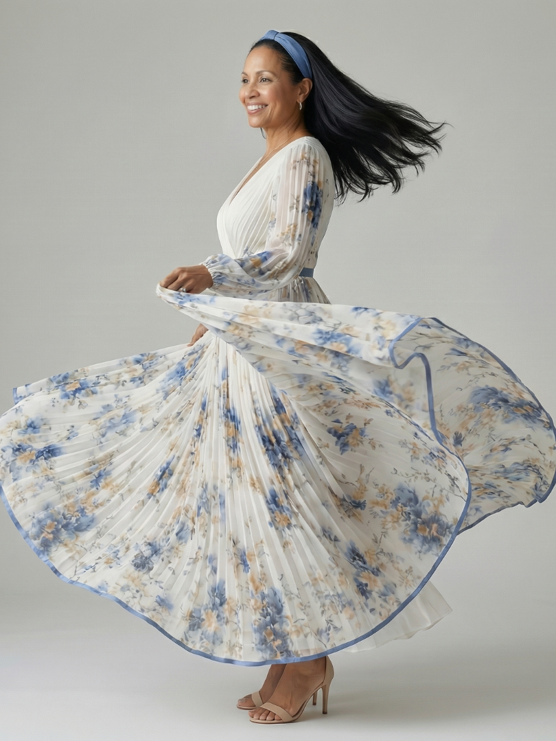 Firmine | Robe Midi Plissée à Enveloppe
