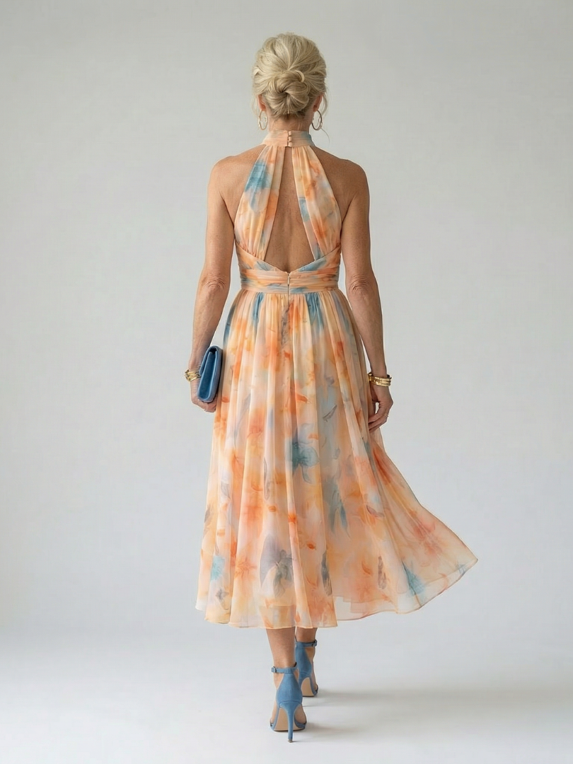 Roberte | Robe Midi à Col Dos-Nu Doux