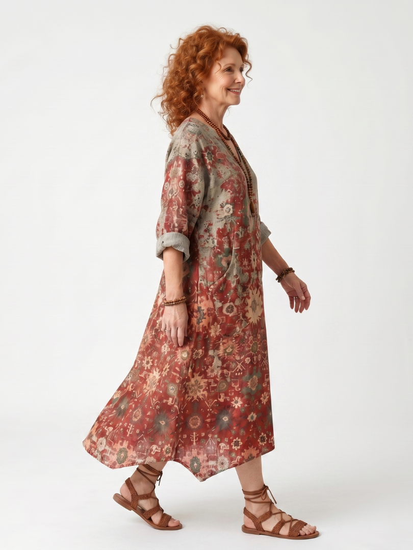 Armelle | Robe Midi Imprimée à Poches