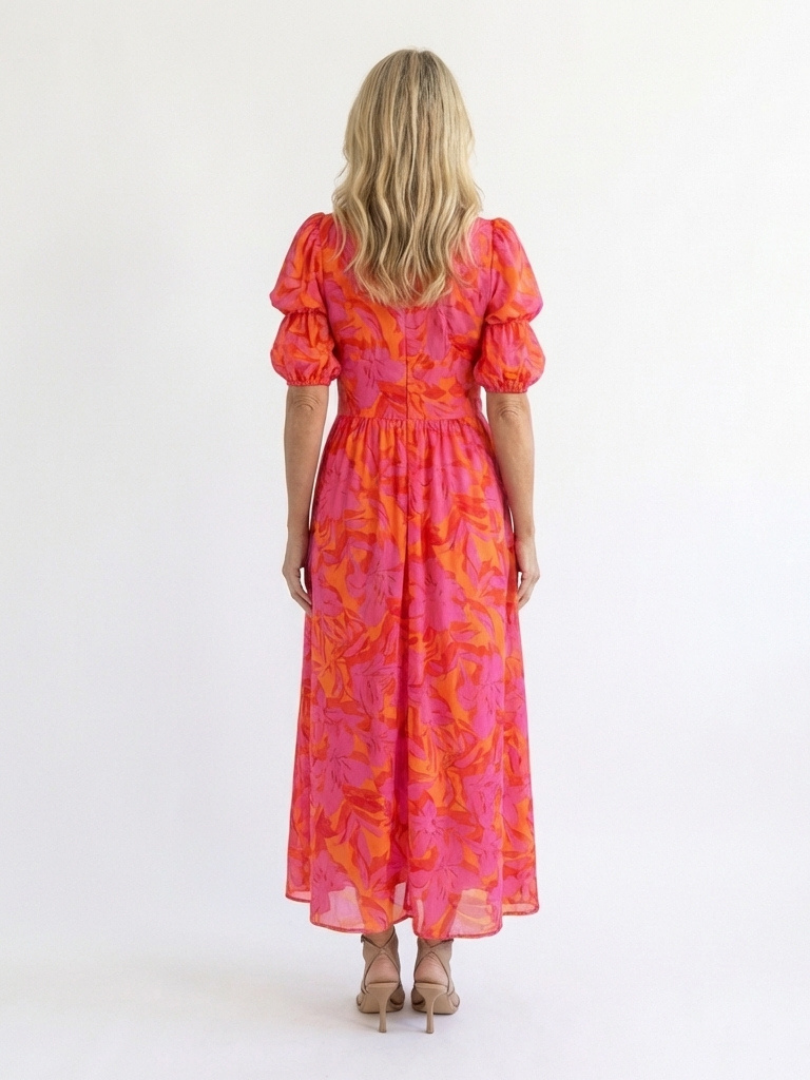 Zéphirine | Robe Midi à Manches Bouffantes
