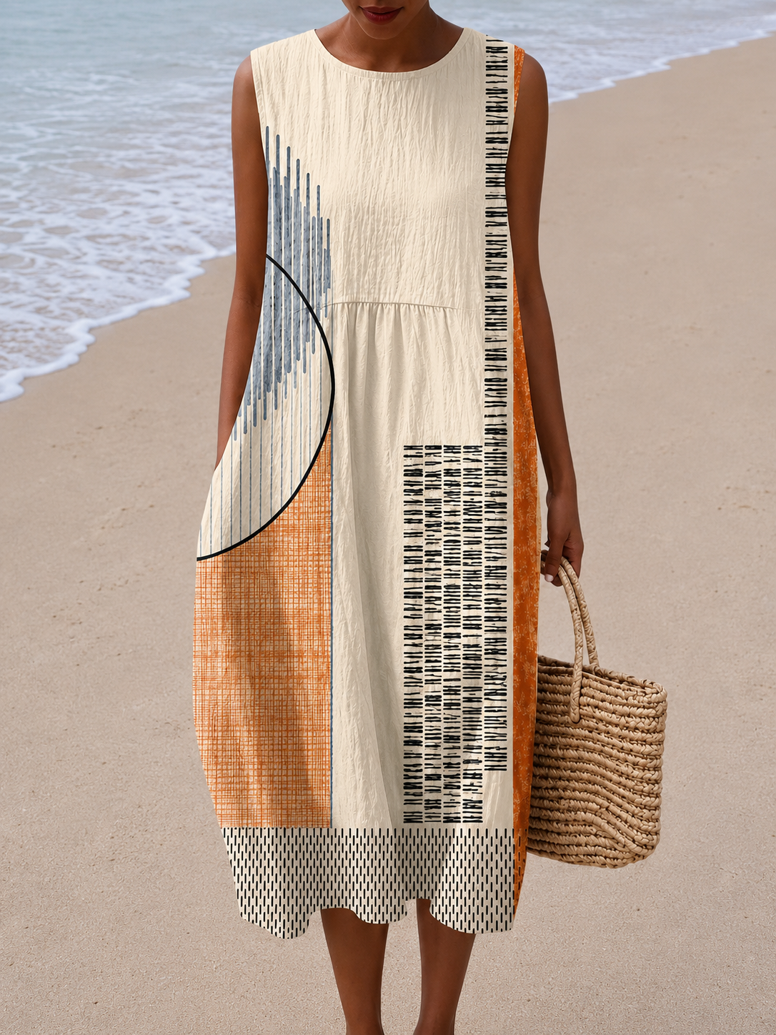 Andrée | Robe Midi Sans Manches Coupe Décontractée