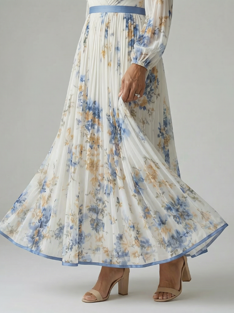 Firmine | Robe Midi Plissée à Enveloppe