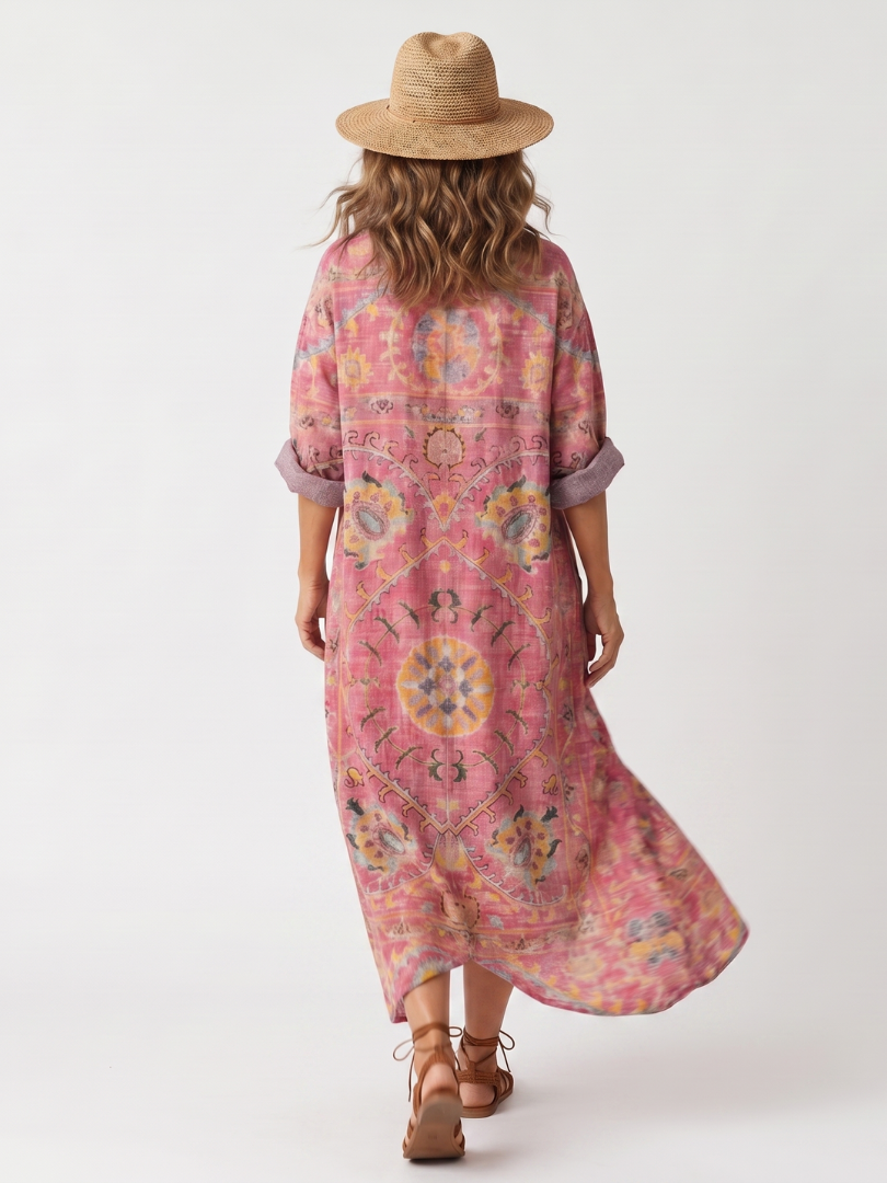 Joséphine | Robe Midi Imprimée à Poches