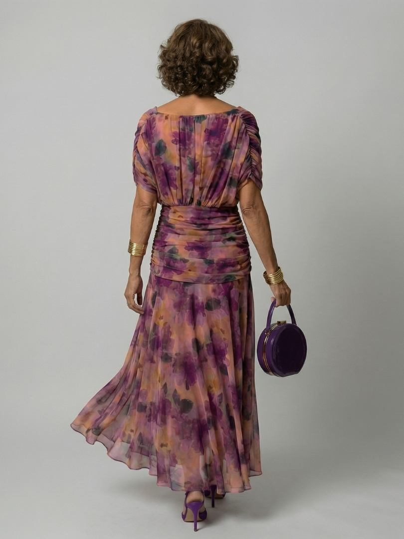 Adeline | Robe Midi Décontractée à Épaules Dénudées