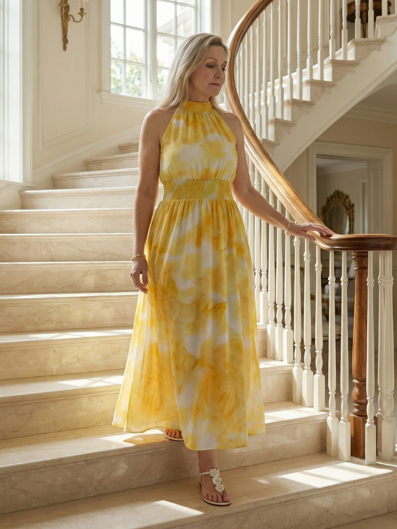 Ursuline | Robe Midi à Encolure Froncée