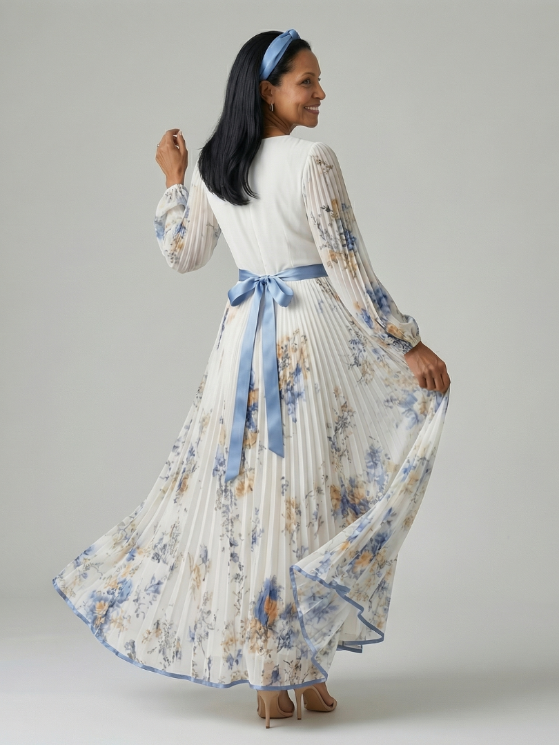Firmine | Robe Midi Plissée à Enveloppe