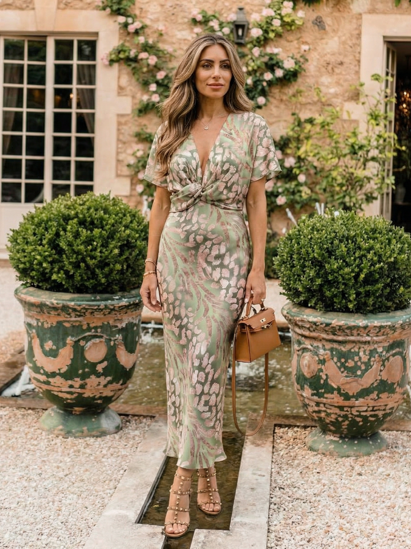 Jeanne | Robe Midi à Imprimé Abstrait