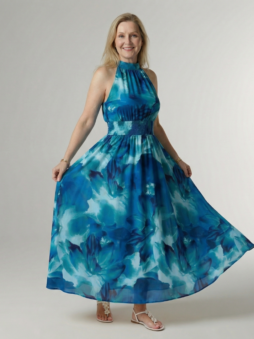 Ursuline | Robe Midi à Encolure Froncée