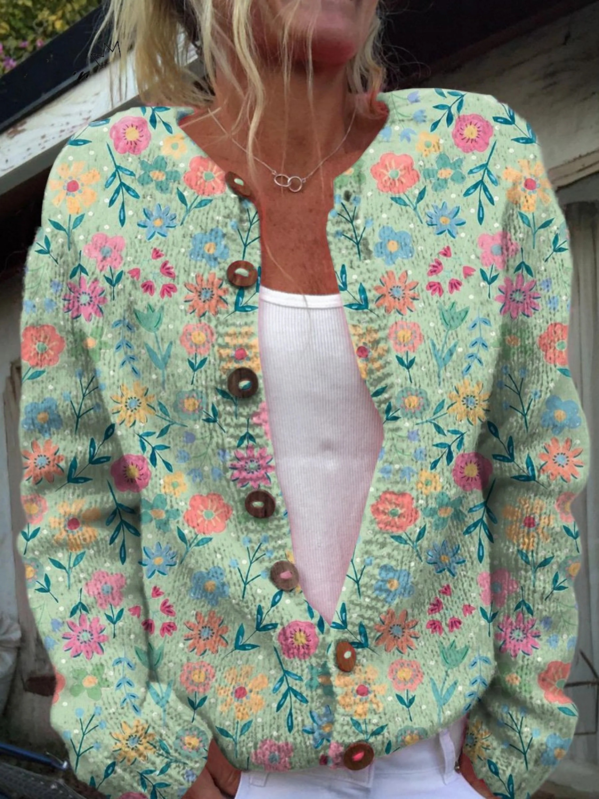 Olivia | Gilet Vintage Fleuri