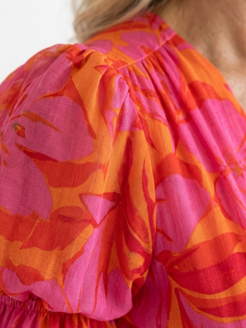 Zéphirine | Robe Midi à Manches Bouffantes
