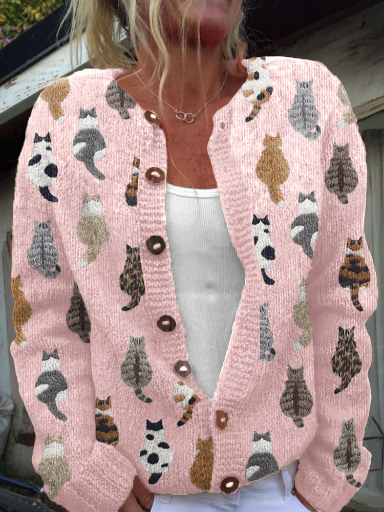 Charlotte | Gilet Douillet à Motif Chats