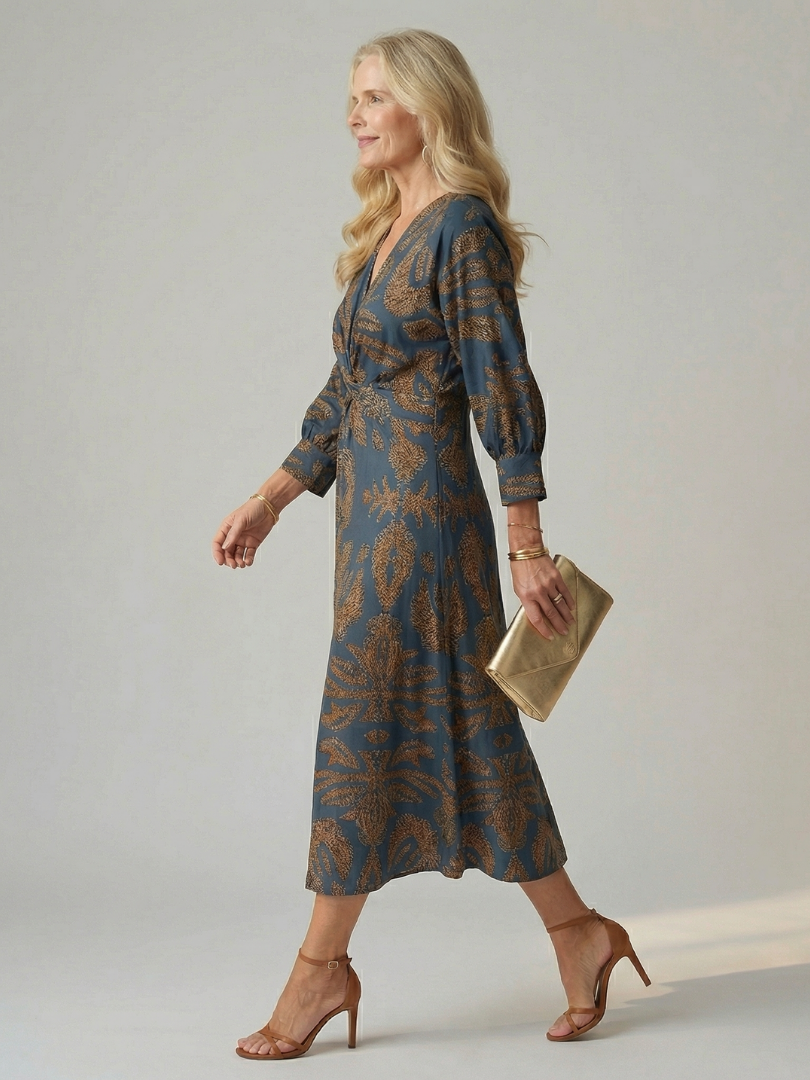 Aliette | Robe Midi Portefeuille Naturelle