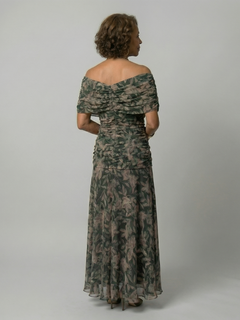 Adeline | Robe Midi Décontractée à Épaules Dénudées