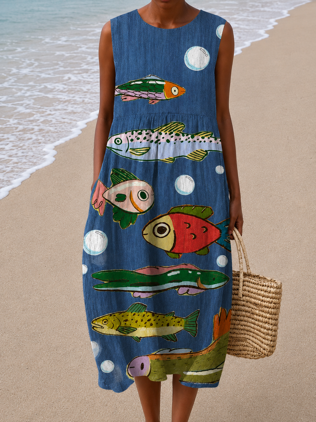 Odile | Robe Midi Sans Manches Coupe Décontractée