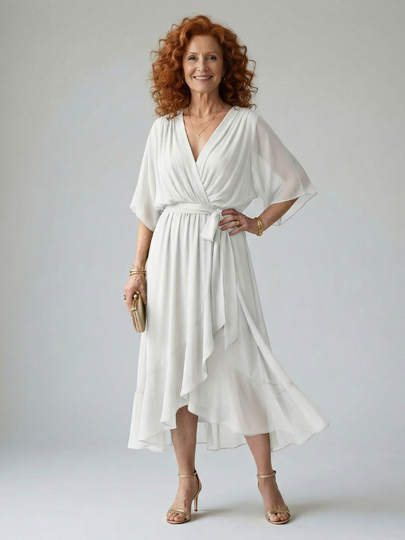Yolaine | Robe Midi Drapée