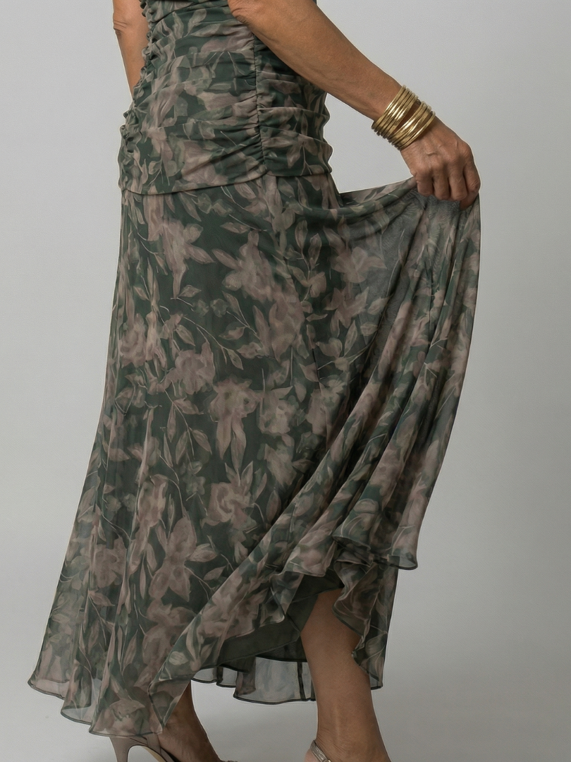 Adeline | Robe Midi Décontractée à Épaules Dénudées
