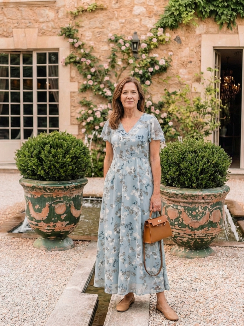 Sabine | Robe Maxi en Chiffon Floral