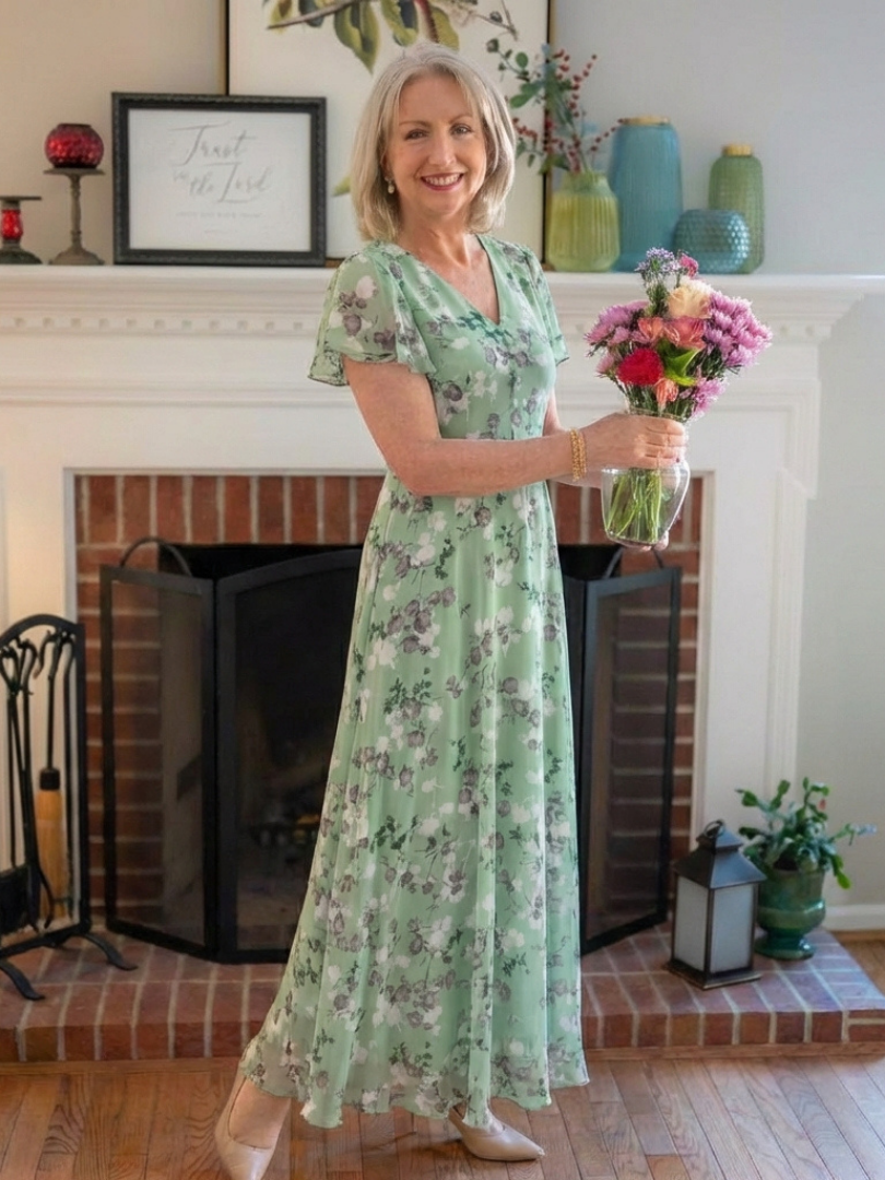 Sabine | Robe Maxi en Chiffon Floral