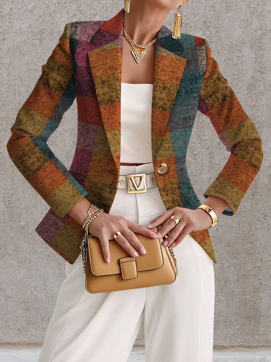 Amandine | Veste Blazer Carreaux Automne