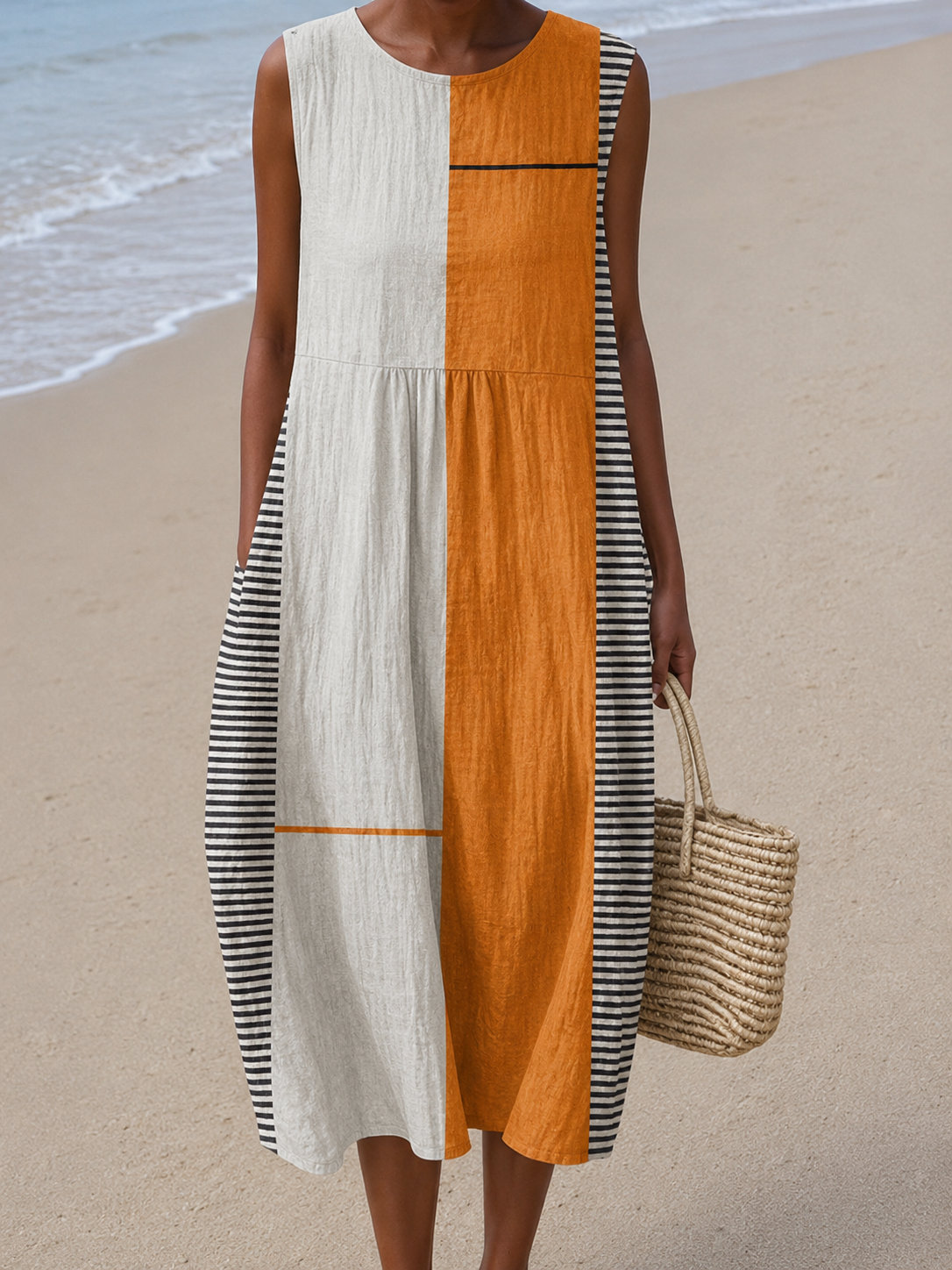Océane | Robe Midi Blocs de Couleur